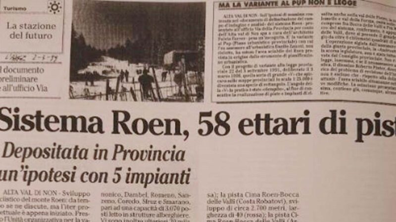 Roén, vent’anni fa lo stop agli impianti in quota