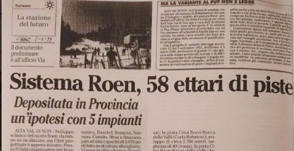 Roén, vent’anni fa lo stop agli impianti in quota